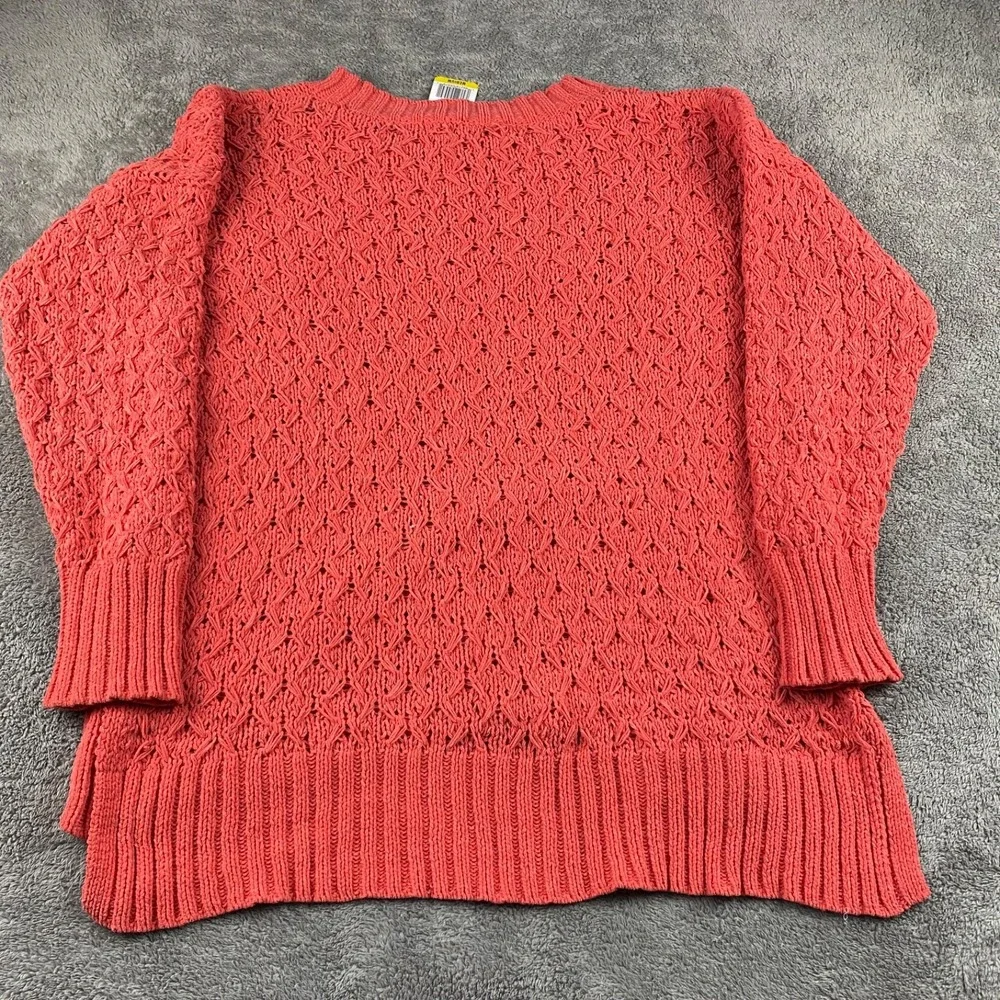 Seven7 Chunky Knit Super Soft Sweater Womens Medium Coral Orange Long Sleeve NWT - Picture 9 of 12